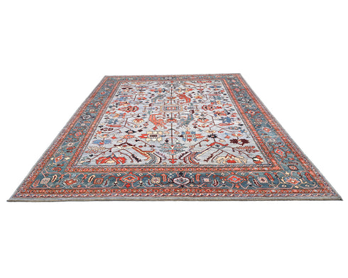 9x12 Gray Aryana Afghan Hand Knotted Veg Dye Wool Area Rug